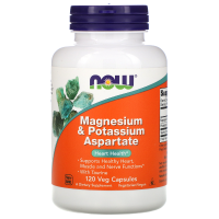 NOW Magnesium & Potassium Aspartate 120 вегетарианских капсул