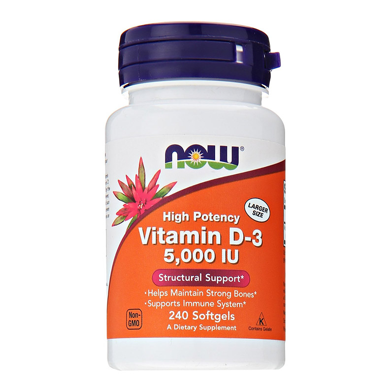 NOW Vitamin D-3 5000 IU 240 гелевых капсул