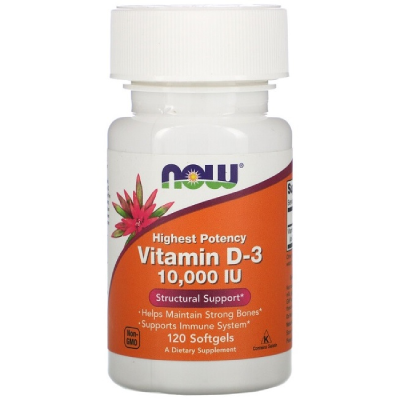 NOW Vitamin D-3 10.000 IU 120 гелевых капсул