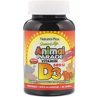 Nature's Plus Animal Parade Vitamin D3 500 МЕ 90 жевательных капсул