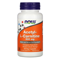 NOW Acetyl L-Carnitine 500 мг 50 растительных капсул