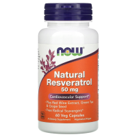 NOW Natural Resveratrol 50 мг 60 вегетарианских капсул