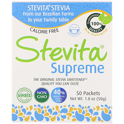 Stevita Stevia Supreme (подсластитель без калорий, 50 пакетов по 1 г)